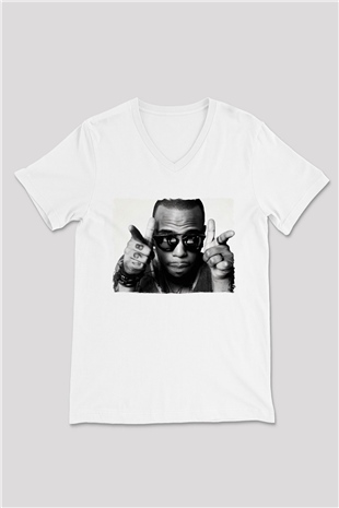 B.o.B Beyaz Unisex V Yaka Tişört