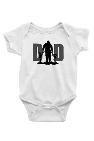 Babalar Günü Baskılı Beyaz Unisex Bebek Body - Zıbın