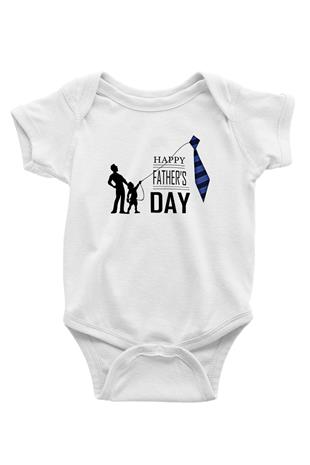 Babalar Günü Baskılı Beyaz Unisex Bebek Body - Zıbın