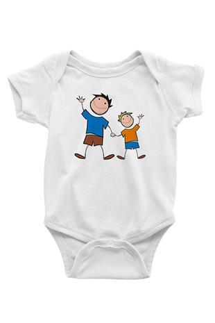Babalar Günü Baskılı Beyaz Unisex Bebek Body - Zıbın