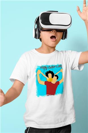 Babalar Günü Baskılı Beyaz Unisex Beyaz Çocuk Tişört - Tshirt