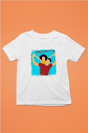 Babalar Günü Baskılı Beyaz Unisex Beyaz Çocuk Tişört - Tshirt