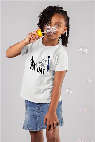 Babalar Günü Baskılı Beyaz Unisex Beyaz Çocuk Tişört - Tshirt