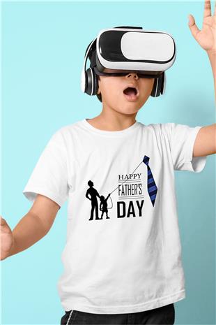 Babalar Günü Baskılı Beyaz Unisex Beyaz Çocuk Tişört - Tshirt