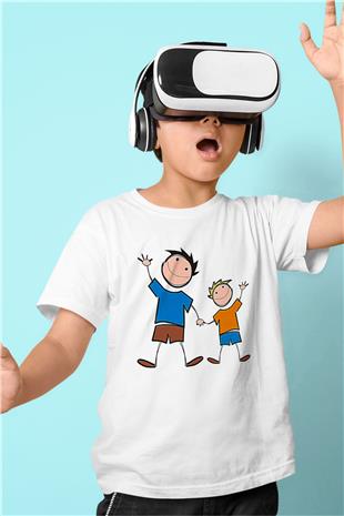 Babalar Günü Baskılı Beyaz Unisex Beyaz Çocuk Tişört - Tshirt