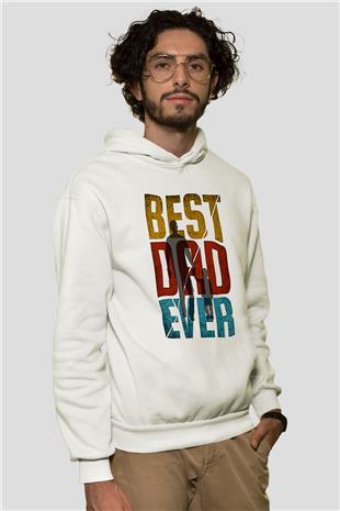 Babalar Günü Baskılı Beyaz Unisex Hoodie