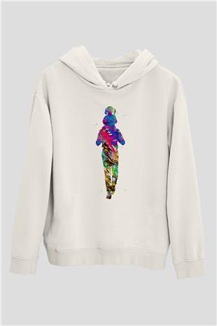 Babalar Günü Baskılı Beyaz Unisex Hoodie