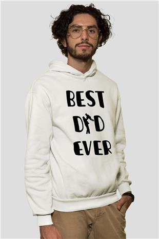 Babalar Günü Baskılı Beyaz Unisex Hoodie