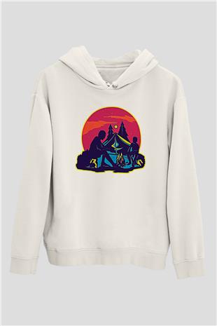 Babalar Günü Baskılı Beyaz Unisex Hoodie