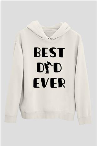 Babalar Günü Baskılı Beyaz Unisex Hoodie