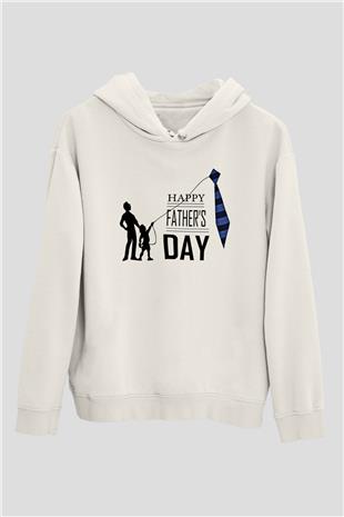 Babalar Günü Baskılı Beyaz Unisex Hoodie
