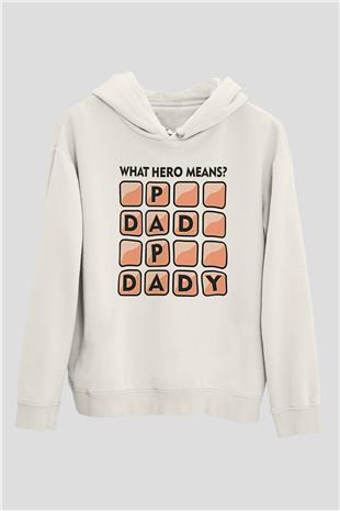 Babalar Günü Baskılı Beyaz Unisex Hoodie