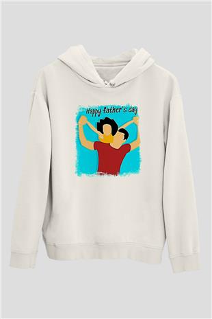 Babalar Günü Baskılı Beyaz Unisex Hoodie