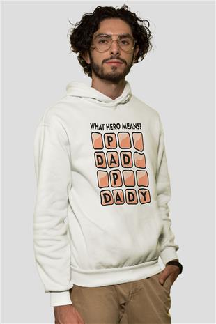Babalar Günü Baskılı Beyaz Unisex Hoodie