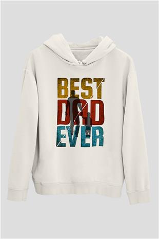 Babalar Günü Baskılı Beyaz Unisex Hoodie