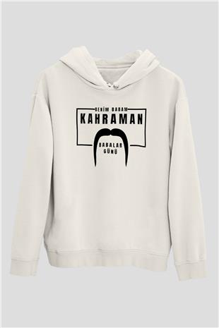 Babalar Günü Baskılı Beyaz Unisex Hoodie