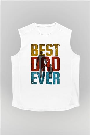 Babalar Günü Baskılı Beyaz Unisex Kolsuz Tişört - Tshirt