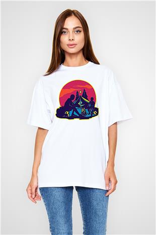 Babalar Günü Baskılı Beyaz Unisex Oversize Tişört - Tshirt