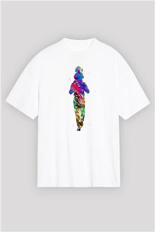 Babalar Günü Baskılı Beyaz Unisex Oversize Tişört - Tshirt