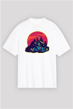 Babalar Günü Baskılı Beyaz Unisex Oversize Tişört - Tshirt