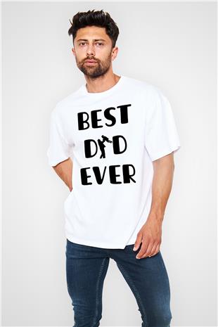 Babalar Günü Baskılı Beyaz Unisex Oversize Tişört - Tshirt
