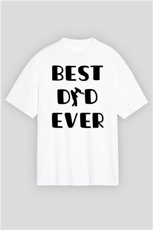 Babalar Günü Baskılı Beyaz Unisex Oversize Tişört - Tshirt