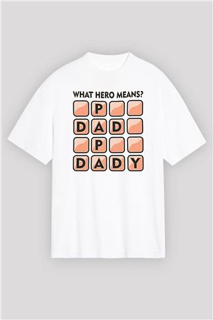 Babalar Günü Baskılı Beyaz Unisex Oversize Tişört - Tshirt