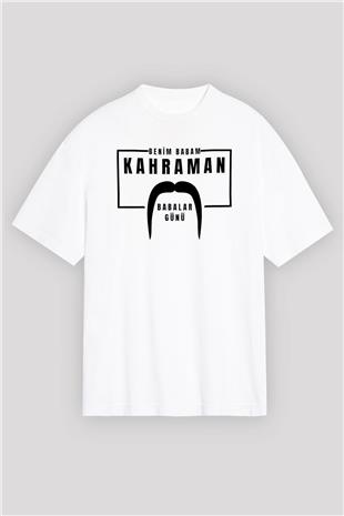 Babalar Günü Baskılı Beyaz Unisex Oversize Tişört - Tshirt