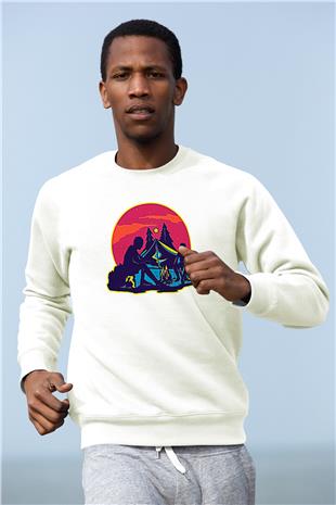 Babalar Günü Baskılı Beyaz Unisex Sweatshirt