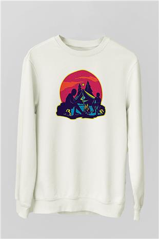 Babalar Günü Baskılı Beyaz Unisex Sweatshirt