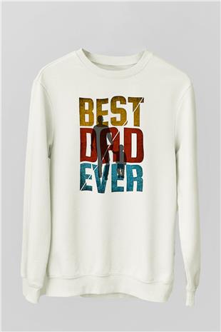 Babalar Günü Baskılı Beyaz Unisex Sweatshirt