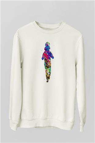 Babalar Günü Baskılı Beyaz Unisex Sweatshirt