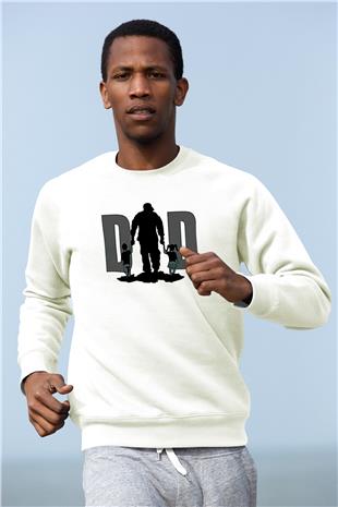 Babalar Günü Baskılı Beyaz Unisex Sweatshirt