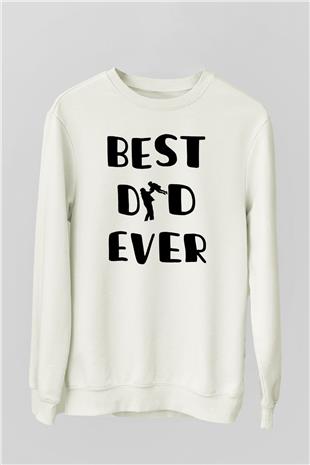 Babalar Günü Baskılı Beyaz Unisex Sweatshirt