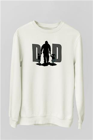 Babalar Günü Baskılı Beyaz Unisex Sweatshirt