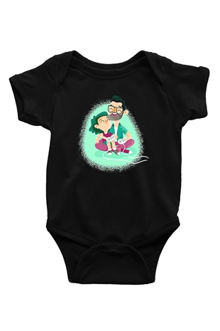 Babalar Günü Baskılı Unisex Siyah Bebek Body - Zıbın