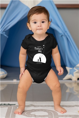 Babalar Günü Baskılı Unisex Siyah Bebek Body - Zıbın