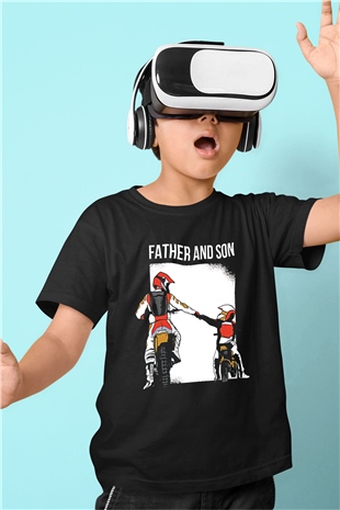 Babalar Günü Baskılı Unisex Siyah Çocuk Tişört - Tshirt