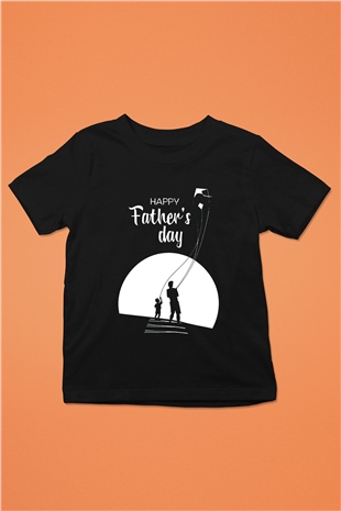 Babalar Günü Baskılı Unisex Siyah Çocuk Tişört - Tshirt