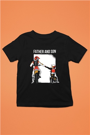 Babalar Günü Baskılı Unisex Siyah Çocuk Tişört - Tshirt