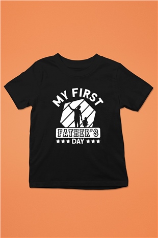 Babalar Günü Baskılı Unisex Siyah Çocuk Tişört - Tshirt