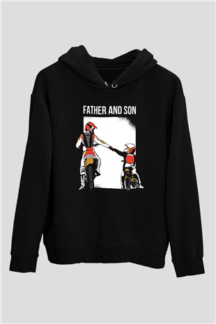 Babalar Günü Baskılı Unisex Siyah Hoodie
