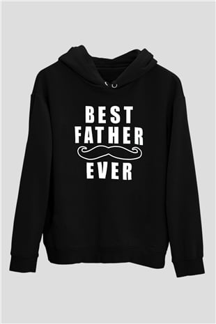 Babalar Günü Baskılı Unisex Siyah Hoodie