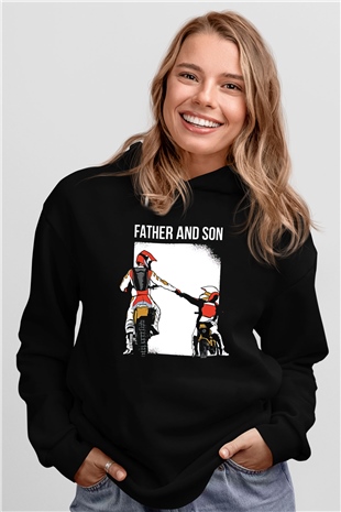 Babalar Günü Baskılı Unisex Siyah Hoodie