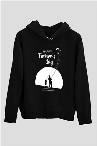 Babalar Günü Baskılı Unisex Siyah Hoodie
