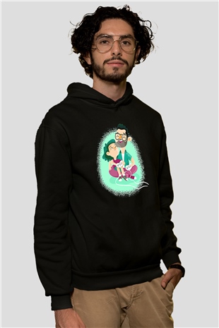 Babalar Günü Baskılı Unisex Siyah Hoodie