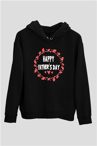 Babalar Günü Baskılı Unisex Siyah Hoodie