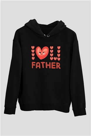 Babalar Günü Baskılı Unisex Siyah Hoodie