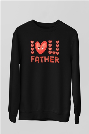 Babalar Günü Baskılı Unisex Siyah Sweatshirt