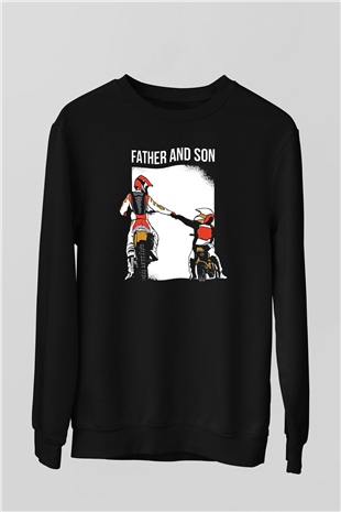 Babalar Günü Baskılı Unisex Siyah Sweatshirt
